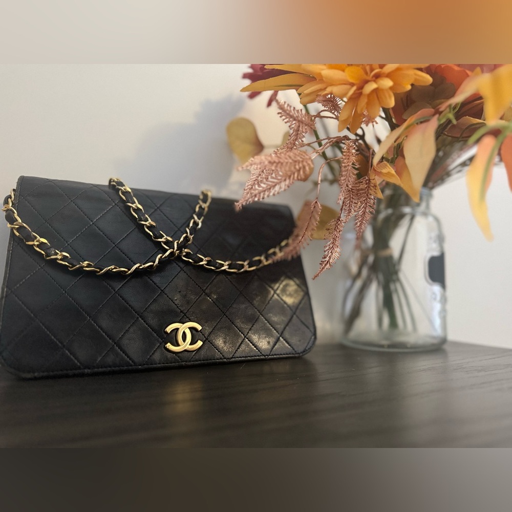 Chanel Black Quilted Lambskin Matelassé Full Flap